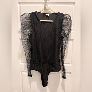 “Ember” Black Puff Sleeve Bodysuit